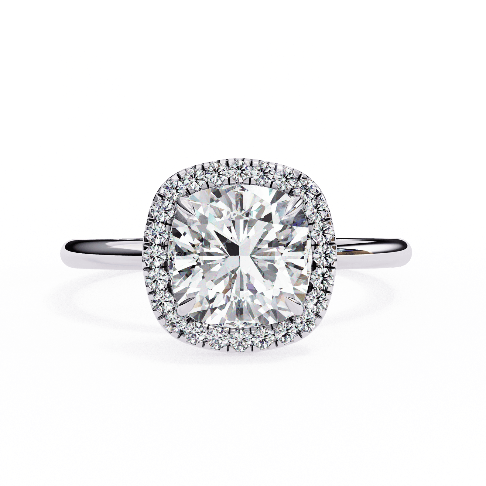 Cushion-Cut Diamond Halo Engagement Ring